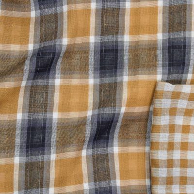 Mustard/Navy Double Sided Plaid Double Gauze