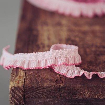 Ruched Mini Stripe Elastic Trim - Pink