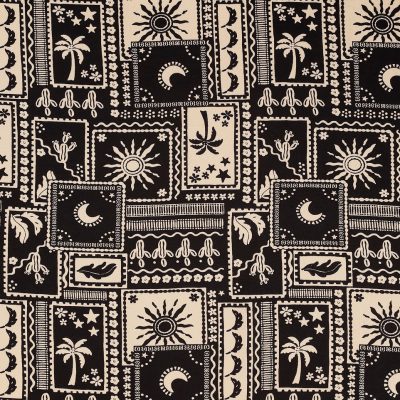 Nou Postcard Viscose Crepe - Black & White by Fabric Godmother