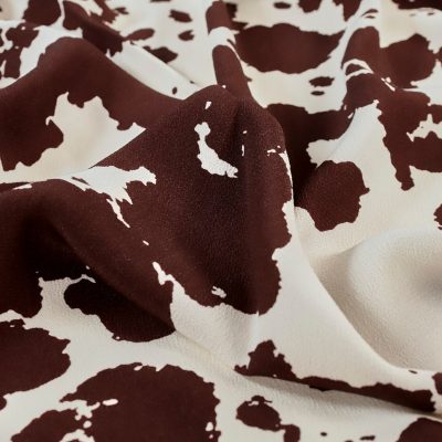 Jessie Cow Print Viscose Crepe - Ivory by Fabric Godmother