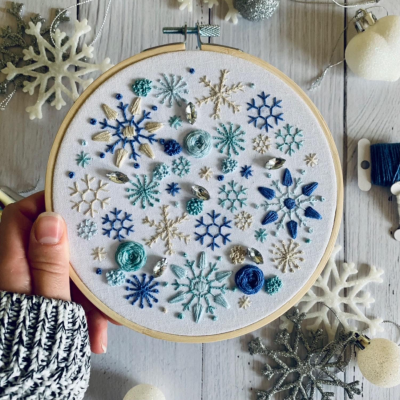 Snowflake Embroidery Kit by Rose Stitch Art