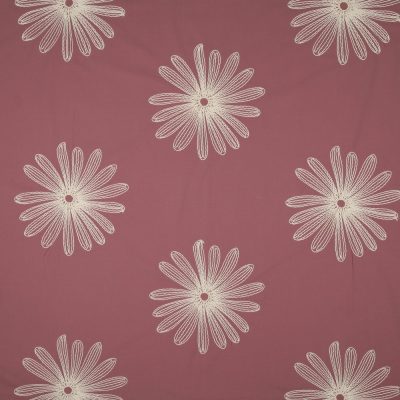 Embroidered Daisies Rosey Cotton