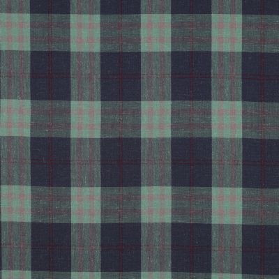 Deep Sea Viscose Linen Yarn Dye Check