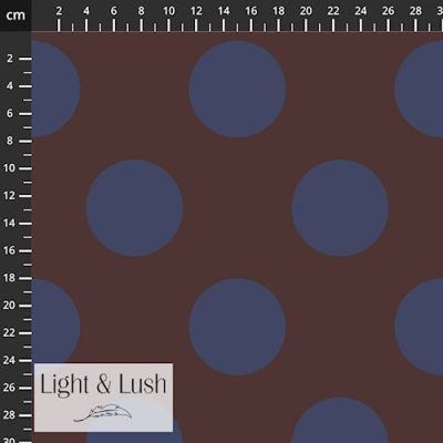 Marron/Slate Spot Printed Viscose Twill