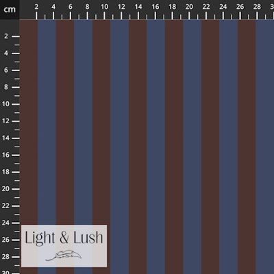 Marron/Slate Stripe Printed Viscose Twill