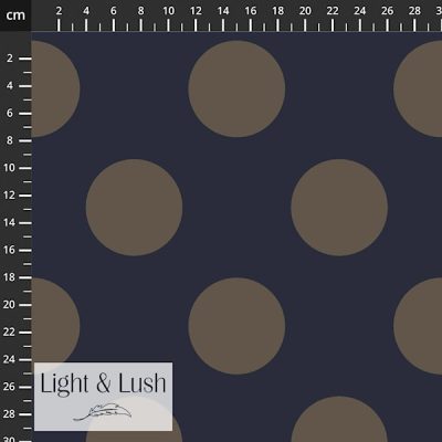 Khaki/Navy Spot Printed Viscose Twill