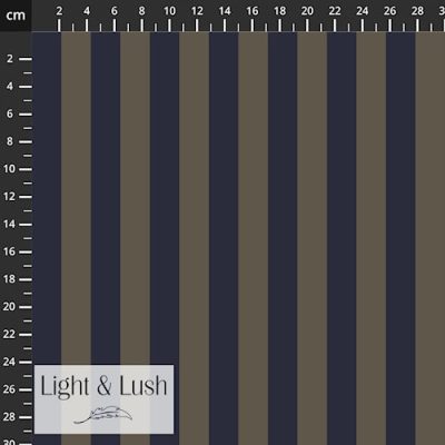 Khaki/Navy Stripe Printed Viscose Twill