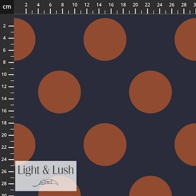 Copper/Navy Spot Printed Viscose Twill