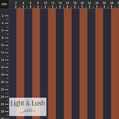 Copper/Navy Stripe Printed Viscose Twill