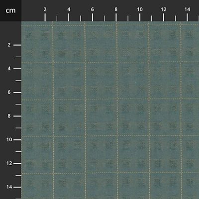 Mid Teal Grid Check Textured Japanese Cotton by Tochio