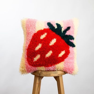 Strawberry Stripe Latch Hooking Cushion Kit
