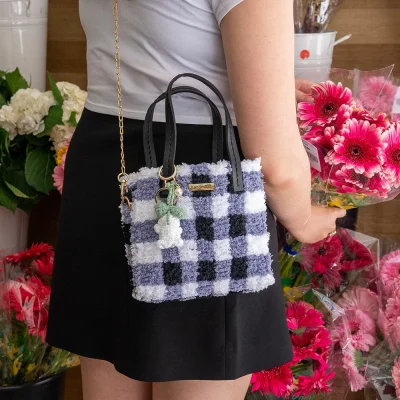 Blue Gingham Woven Handbag Kit