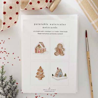 Gngerbread Paintable Notecards - Emily Lex