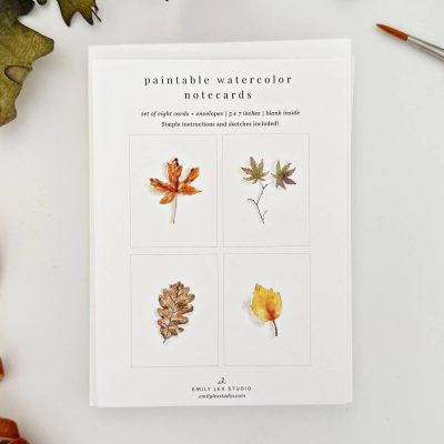 Fall Leaves Paintable Notecards by Emily Lex Studio