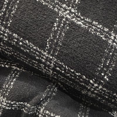Black/Ivory Large Scale Windowpane Wool Boucle