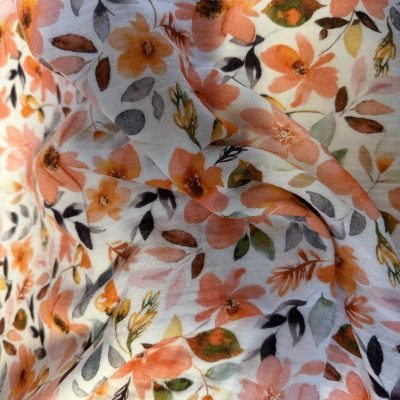 Orange Floral Double Gauze