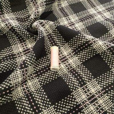 Black & White textured check with pink windowpane