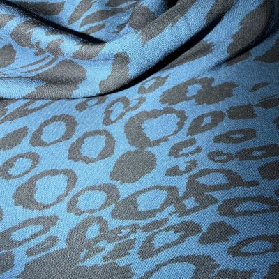 Lady McElroy Blue Polyester Crepe Animal Print