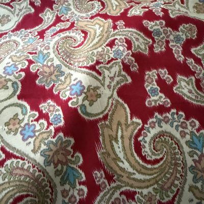 Red Paisley and Sprig Print 100% Cotton Lawn