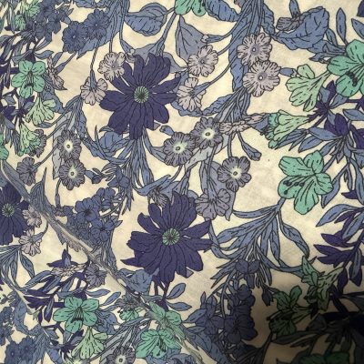 Blue Floral 100% Cotton Lawn