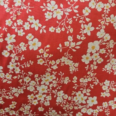 Red Simple Sprigs 100% Cotton Poplin Print