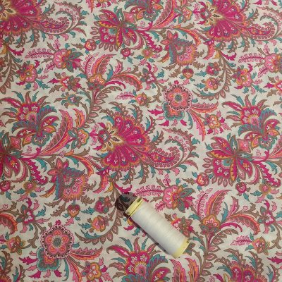 Pink Feathery Paisley Floral print 100% Cotton Lawn