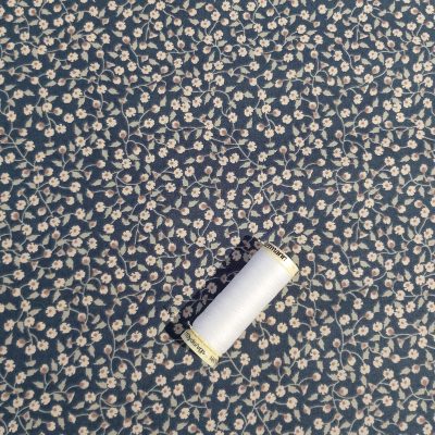 Cream Buds on French Navy 100% Cotton Lawn