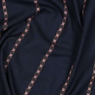 Navy Jacquard Stripe Cotton Shirting