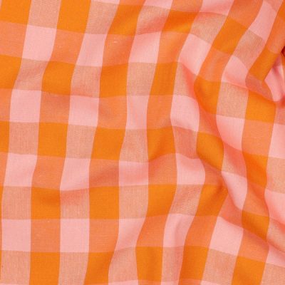 Tangerine Cheery Yarn Dyed Cotton Poplin Gingham
