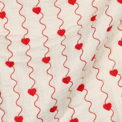 Squiggle Hearts Pre-Quilted Double Sided Double Gauze