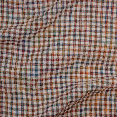 Mustard Red Painters Plaid Linen Mix Yarn Dye Check