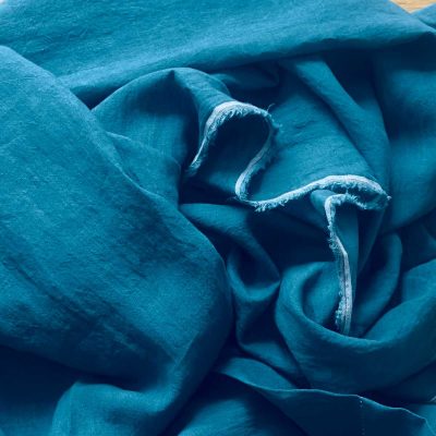 Sorrento Teal Yarn Dyed Washed Linen