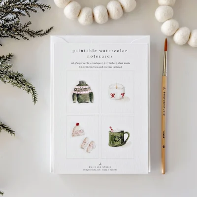 Warm+Cosy Paintable Notecards by Emily Lex Studio