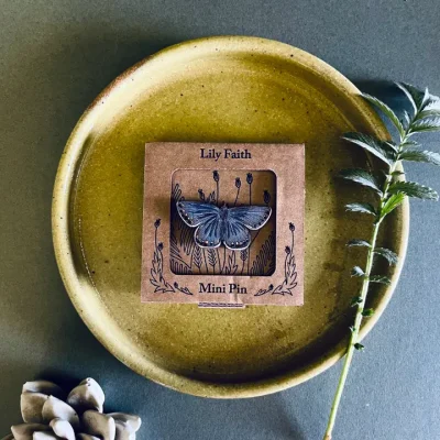 Common Blue Mini Pin by Lily Faith