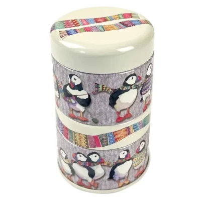 Woolly Puffins Mini Stacking Tin