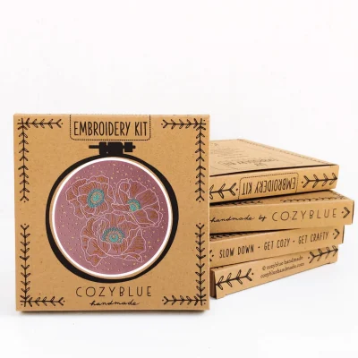 Cosmic Poppies Complete Embroidery Kit by Cozyblue