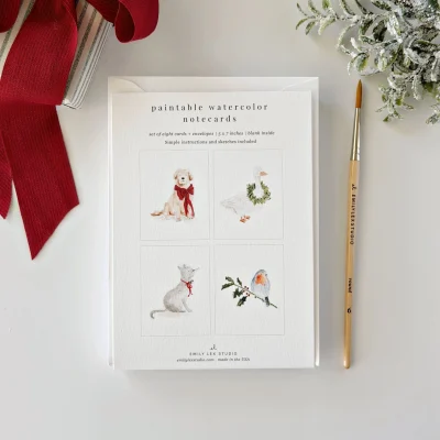 Festive Friends Paintable Notecards by Emily Lex Studio